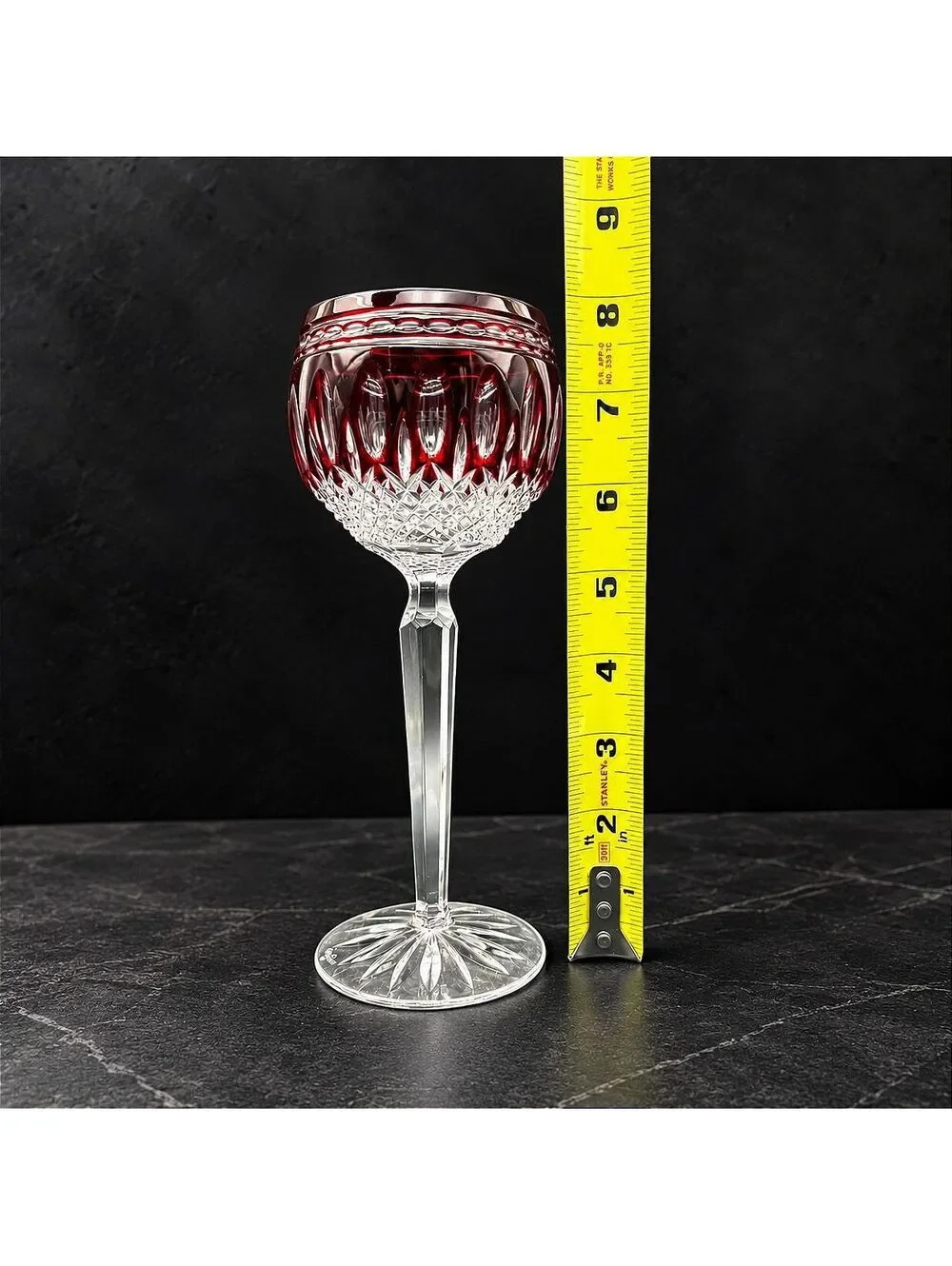 Rare Vintage WATERFORD Clarendon Ruby Red Lead Crystal Wine Glass Stemware
